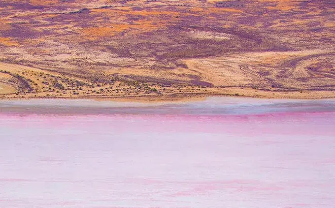 Hồ nước khổng lồ đổi màu cầu vồng sau mưa tại Australia